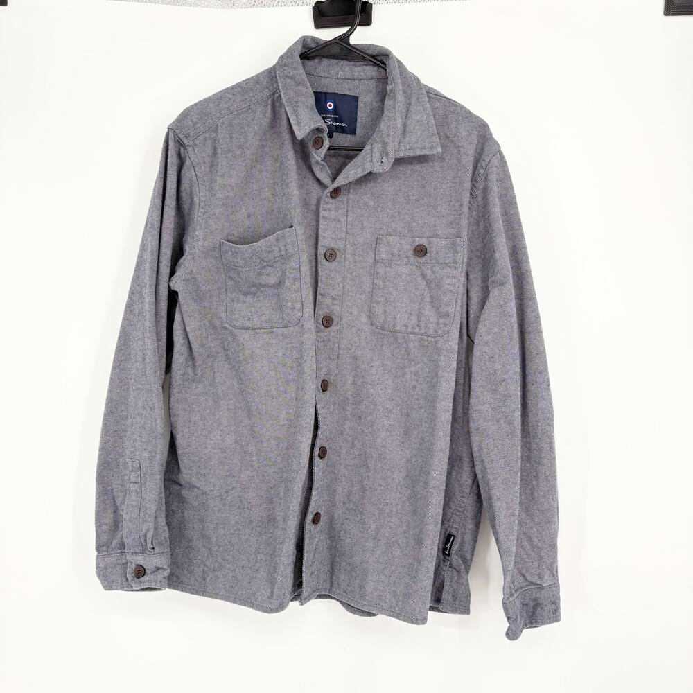 Ben Sherman Gray Blue‎ Denim Style Casual
button Down Shirt Size Large